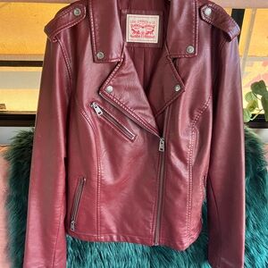 Levi's Women's Maroon Faux Vegan Leather Moto Jacket